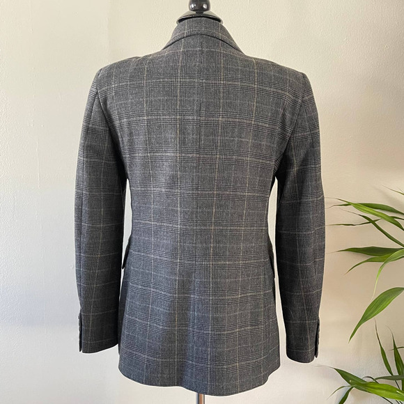 Zara Glen Plaid Double Button Black Grey Womens Blazer Size Large - Picture 3 of 8